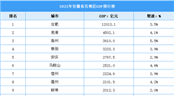 2022年安徽省各地區GDP排行榜：合肥穩居第一（圖）
