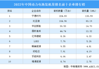 2022年中国动力电池装机量排名前十企业排行榜（附榜单）