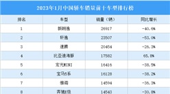 2023年1月中国轿车销量前十车型排行榜（附榜单）