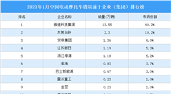 2023年1月中國電動摩托車銷量前十企業（集團）排行榜（附榜單）