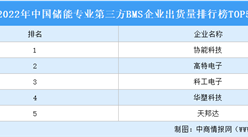 2022年中國儲能專業第三方BMS企業出貨量排行榜TOP5（附榜單）