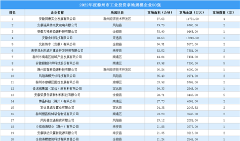 投资情报速递 | 2022年滁州工业投资50强企业总投资超17亿元