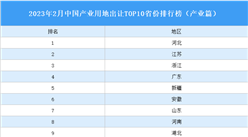 產業投資情報：2023年2月中國產業用地出讓TOP10省份排名（產業篇）