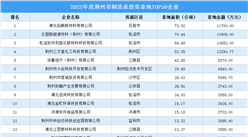 2022年荆州制造业土地投资TOP50企业榜单出炉，涉地面积741公顷