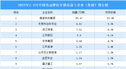 2023年1-2月中國電動摩托車銷量前十企業（集團）排行榜（附榜單）
