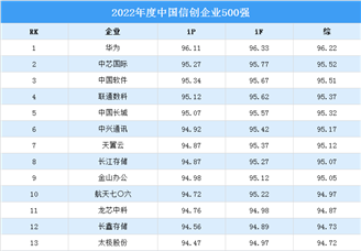 2022年度中国信创500强排行榜（附榜单）