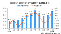2023年1-2月辽宁铜材产量数据统计分析