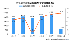 2023年1-3月中國啤酒出口數據統計分析：出口量同比增長14.5%