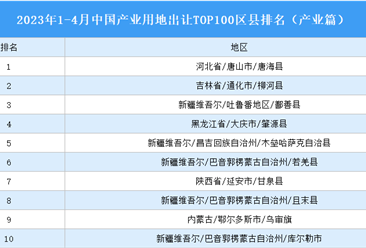 產業投資情報：2023年1-4月中國產業用地出讓TOP100區縣排名（產業篇）