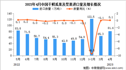 2023年4月中國干鮮瓜果及堅果進口數據統計分析：累計進口量小幅下降