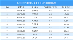 2022年中國LED行業上市公司凈利潤排行榜（附全榜單）