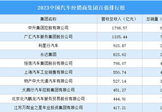 2023中国汽车经销商集团百强排行榜（附完整榜单）