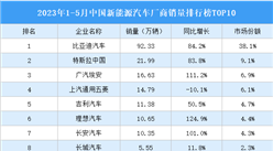 2023年1-5月中国新能源汽车厂商销量排行榜TOP10（附榜单）