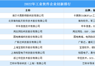 2022年工业软件企业创新排行榜（附榜单）