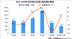 2023年1-5月中国大麦进口数据统计分析：进口量近400万吨
