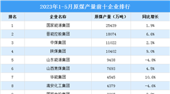 2023年1-5月原煤產量前十企業排行榜（附榜單）