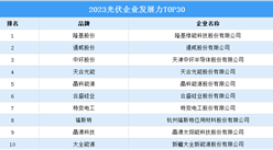 2023光伏企業發展力T0P30排行榜（附榜單）