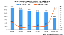 2023年1-5月中国成品油进口数据统计分析：进口量增长显著