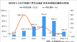 2023年1-5月中国黑色金属矿采选业经营情况：利润同比下降41.9%
