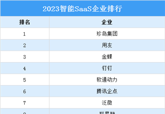 2023智能SaaS企业TOP20排行榜（附榜单）
