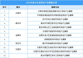 2023年度山东省特色产业集群名单：共35家入选（附完整名单）