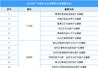 2023年广东省中小企业特色产业集群名单：深圳7个集群入选（附完整名单）