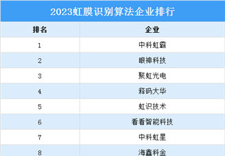 2023虹膜识别算法企业排行（附完整榜单）