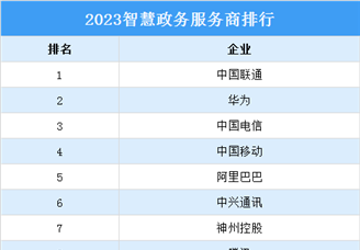 2023智慧政务服务商TOP30排行榜（附榜单）