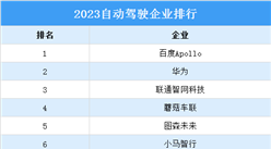 2023自動駕駛企業20強排行榜（附榜單）