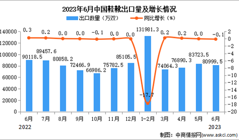 2023年6月中国鞋靴出口数据统计分析：累计出口量同比下降3.5%