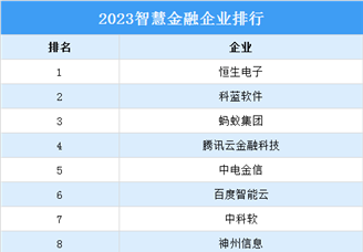 2023智慧金融企业TOP30排行榜（附榜单）