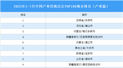 產業投資情報：2023年1-7月中國產業用地出讓TOP100地市排名（產業篇）