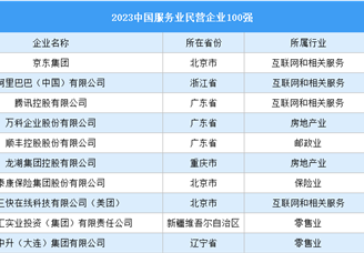 2023中国服务业民营企业100强排行榜（附榜单）