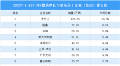 2023年1-8月中国燃油摩托车销量前十企业（集团）排行榜（附榜单）