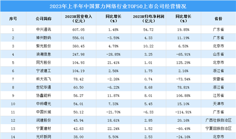 2023年中国算力网络市场规模及重点上市公司经营情况对比分析（图）