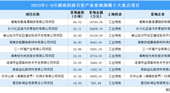 2023年1-9月湖南工業土地投資TOP10項目投資金額超9億