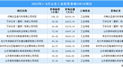 2023年1-9月山东工业土地投资规模最大的十个项目汇总（图）
