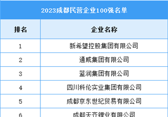 2023成都民营企业100强名单