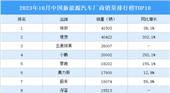 2023年10月中国新能源汽车厂商销量排行榜TOP10（附榜单）