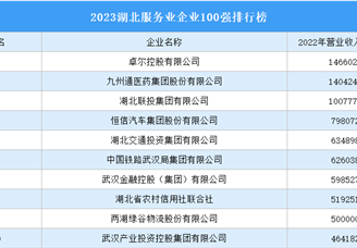 2023湖北服务业企业100强排行榜（附榜单）