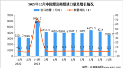 2023年10月中国煤及褐煤进口数据统计分析：进口额与去年同期持平