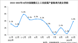 2023年1-10月中国能源生产情况：原煤、原油生产增长加快（图）