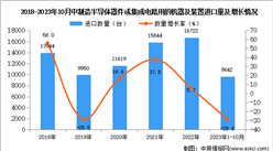 2023年1-10月中國制造半導體器件或集成電路用的機器及裝置進口數據統計分析：進口量同比下降28.6%