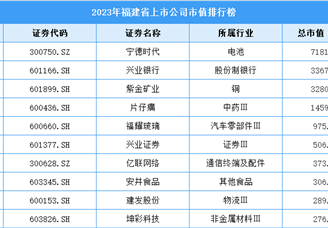 2023年福建省上市公司市值排行榜（附榜单）