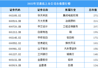 2023年甘肃省上市公司市值排行榜（附榜单）