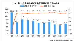 2023年12月中國干鮮瓜果及堅果進口數據統計分析：進口量同比增長0.1%
