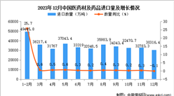 2023年12月中國醫藥材及藥品進口數據統計分析：進口金額同比增長0.2%