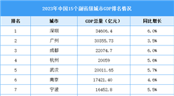 2023年中国15个副省级城市GDP排名情况（附榜单）