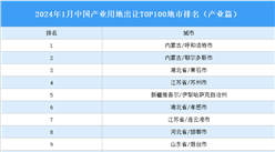 產業投資情報：2024年1月中國產業用地出讓TOP100地市排名（產業篇）