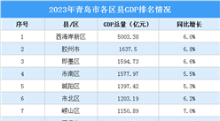 2023年青岛市各区GDP排名情况（附榜单）